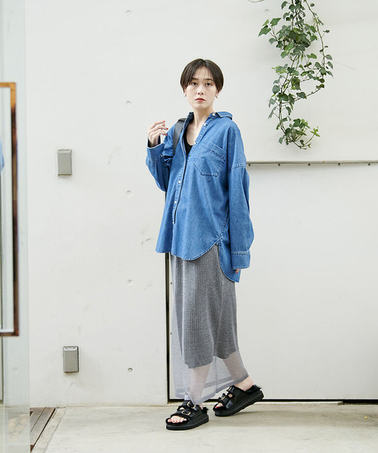 Rouge vif「針抜きリブシアーメタリックニットスカート」|スカート|
