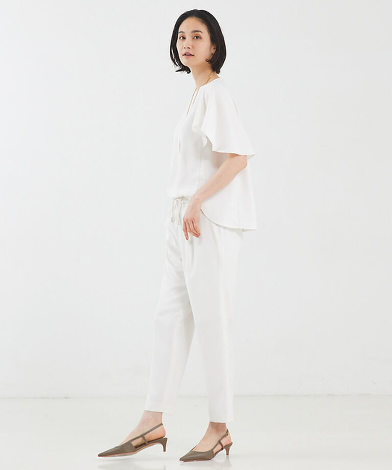 qualite「【セットアップ対応】バックサテンジョーゼットフレアースリーブブラウス」|シャツ・ブラウス|