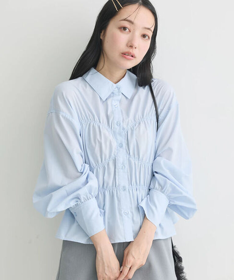 earth music&ecology「ビスチェライクシャーリングシャツ」|シャツ・ブラウス|Light Blue