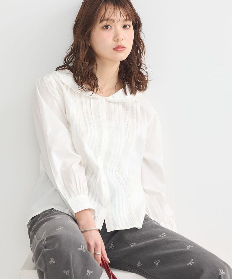 earth music&ecology「セーラーカラーブラウス」|シャツ・ブラウス|White