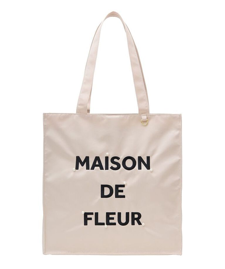 Maison de FLEUR「サテンパールブランドロゴ刺繍トートバッグ　ストレート」|トートバッグ|