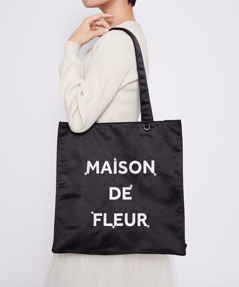 Maison de FLEUR「サテンパールブランドロゴ刺繍トートバッグ　ストレート」|トートバッグ|