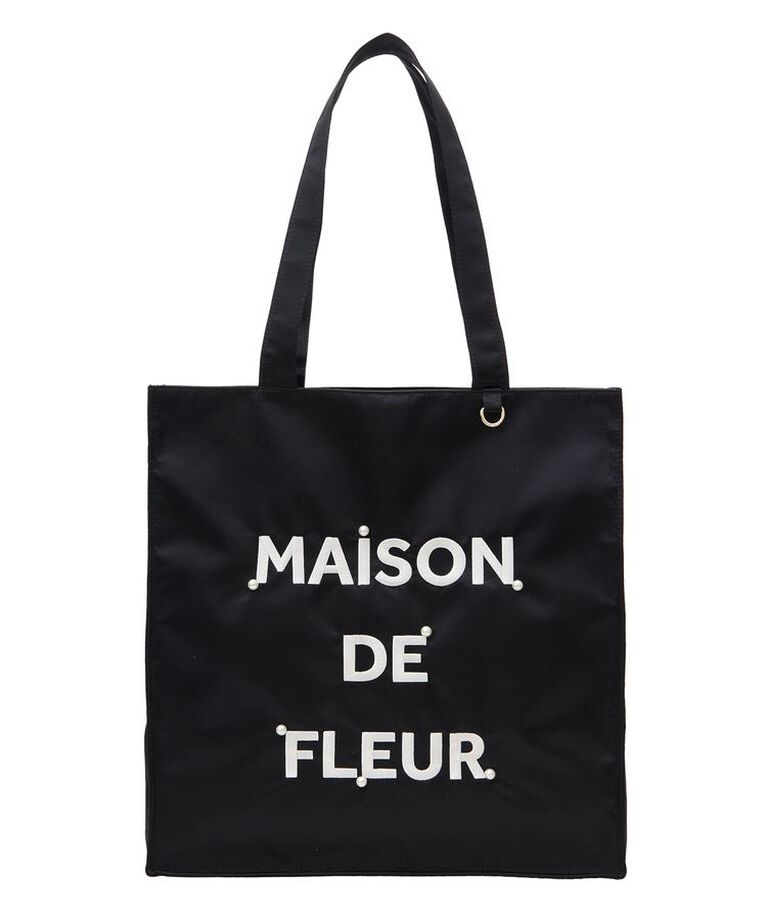 Maison de FLEUR「サテンパールブランドロゴ刺繍トートバッグ　ストレート」|トートバッグ|