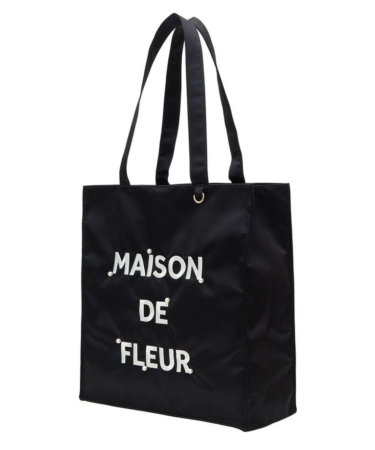 Maison de FLEUR「サテンパールブランドロゴ刺繍トートバッグ　ストレート」|トートバッグ|