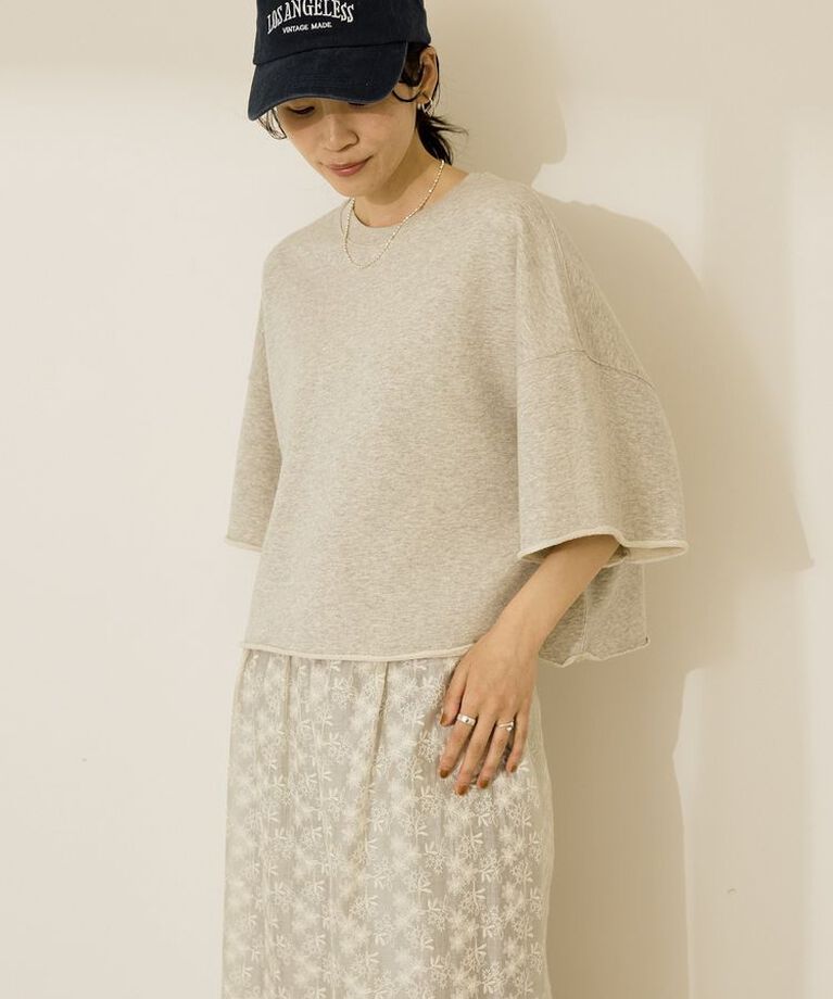 AMERICAN HOLIC「ミニ裏毛5分袖プルオーバー」|Tシャツ・カットソー|Light Gray Mixture