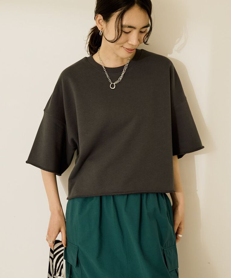 AMERICAN HOLIC「ミニ裏毛5分袖プルオーバー」|Tシャツ・カットソー|Charcoal Gray