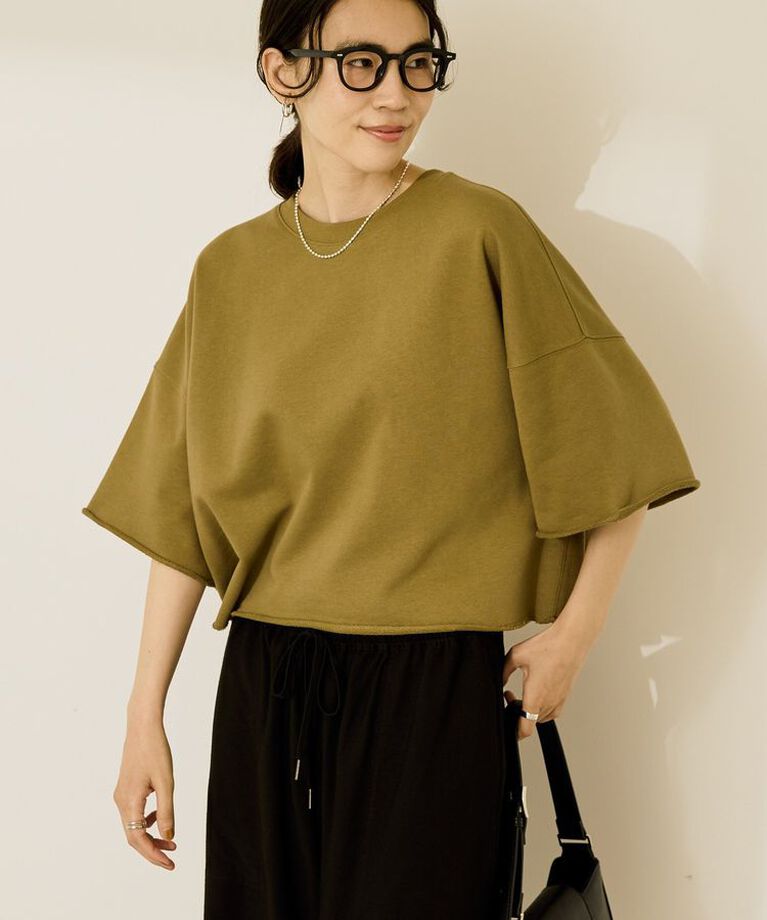 AMERICAN HOLIC「ミニ裏毛5分袖プルオーバー」|Tシャツ・カットソー|Olive