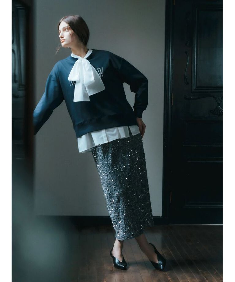 YECCA VECCA「ラメ刺繍ロゴスウェット」|スウェット・ジャージ|