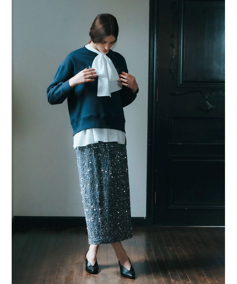 YECCA VECCA「ラメ刺繍ロゴスウェット」|スウェット・ジャージ|