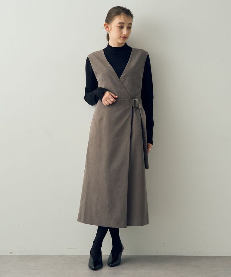 YECCA VECCA「ピーチ起毛ジャンスカ」|ジャンパースカート|Charcoal Gray