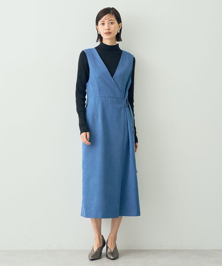 YECCA VECCA「ピーチ起毛ジャンスカ」|ジャンパースカート|Blue