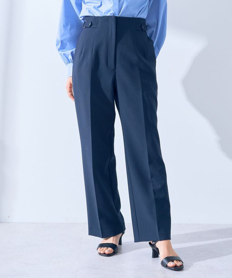 YECCA VECCA「サイドベルテッドハイウエストパンツ」|その他|Navy