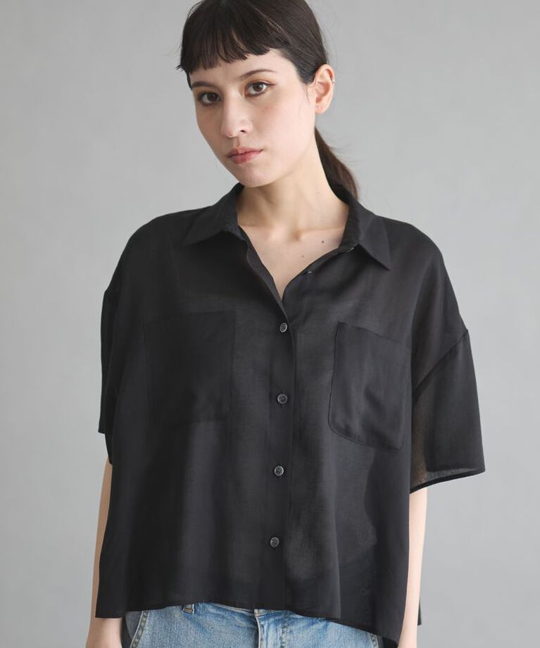 GARAGE OF GOOD CLOTHING「ボイルローンハーフスリーブブラウス」|シャツ・ブラウス|Black