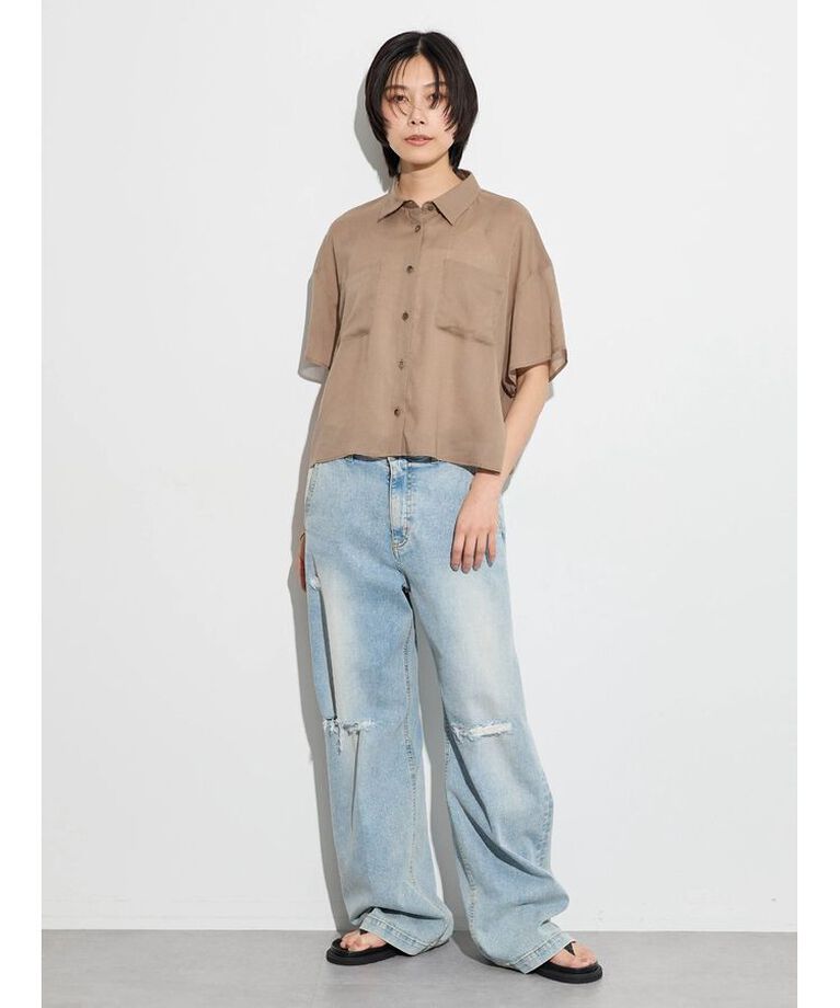 GARAGE OF GOOD CLOTHING「ボイルローンハーフスリーブブラウス」|シャツ・ブラウス|