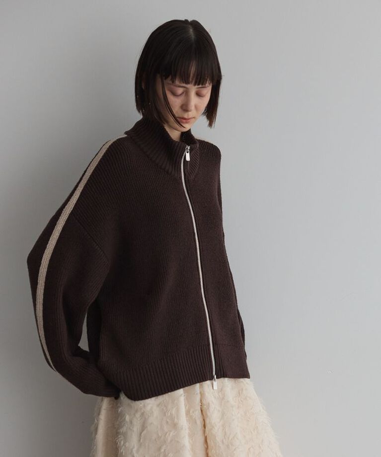 GARAGE OF GOOD CLOTHING「ライン入りZIP付ニット/24AW」|カーディガン|Brown