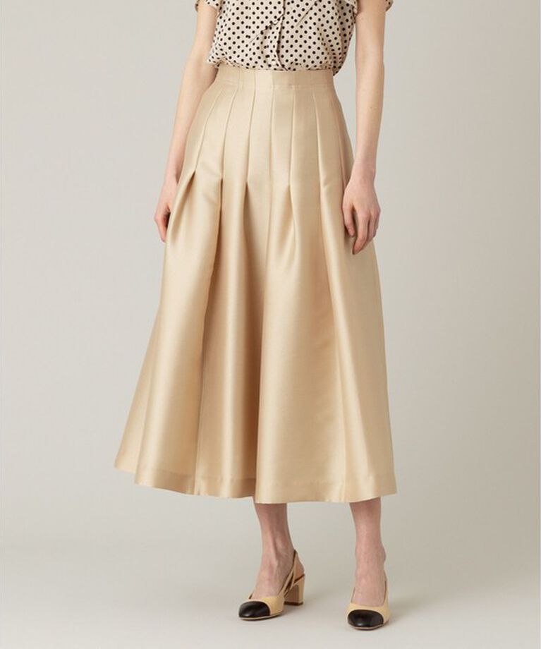 LOULOU WILLOUGHBY「【LOULOU WILLOUGHBY】◇ジップアップタックスカート」|スカート|ベージュ