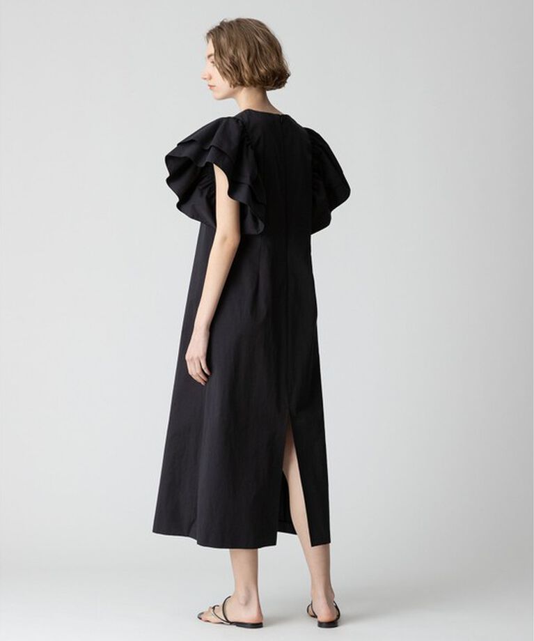 allureville「コットンサテンギャザースリーブVネックワンピース」|ワンピース|