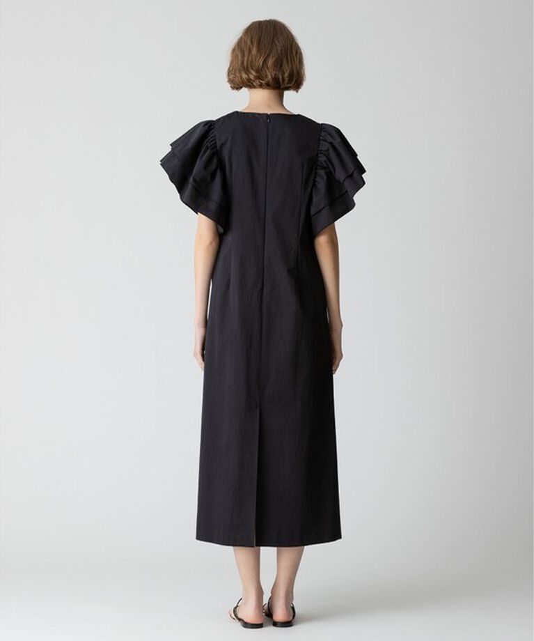 allureville「コットンサテンギャザースリーブVネックワンピース」|ワンピース|