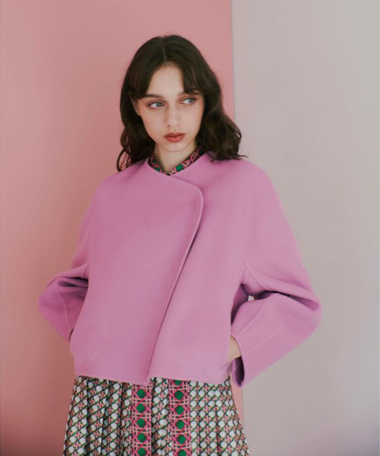 LOULOU WILLOUGHBY「【LOULOU WILLOUGHBY】シャルムビーバーリバージャケット」|ノーカラージャケット|ピンク