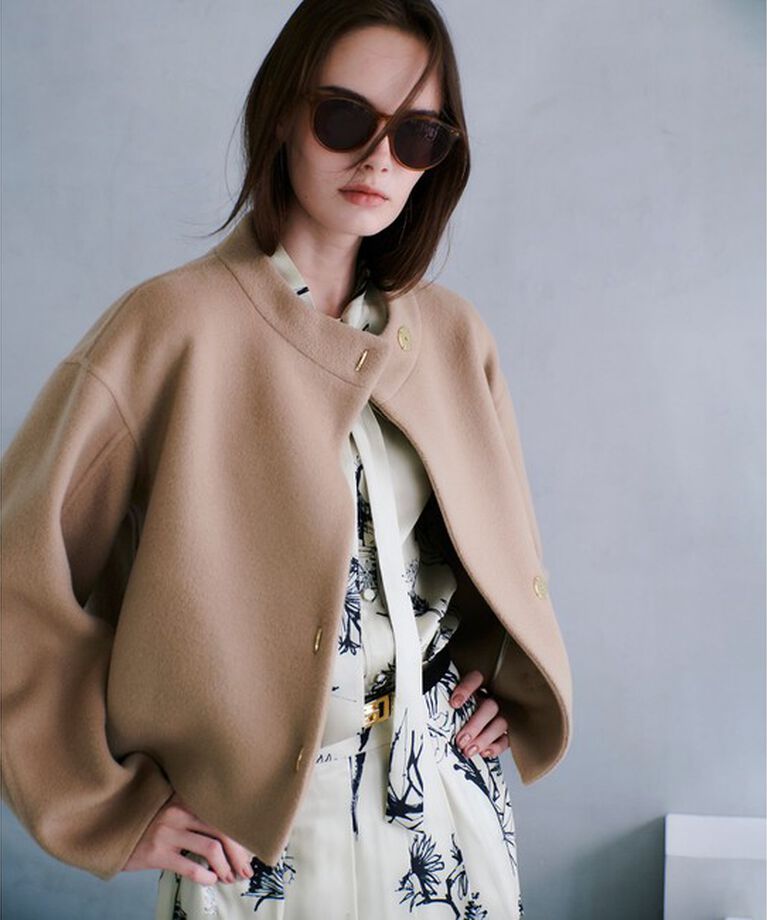 allureville「Wリバースタンドカラーショートコート」|その他|