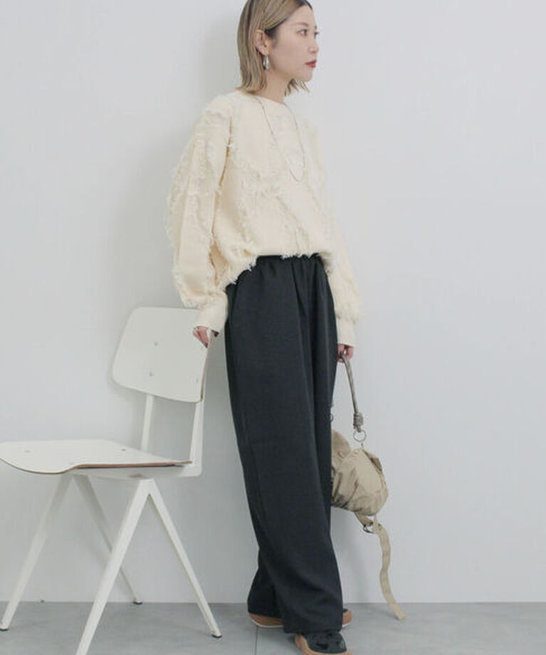 Samansa Mos2 blue「ハイウエストワイドパンツ」|その他|