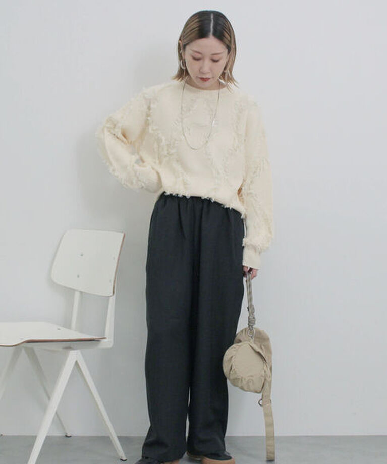 Samansa Mos2 blue「ハイウエストワイドパンツ」|その他|