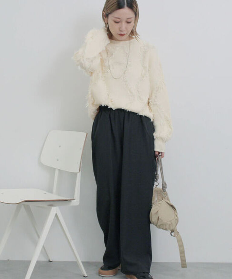 Samansa Mos2 blue「ハイウエストワイドパンツ」|その他|