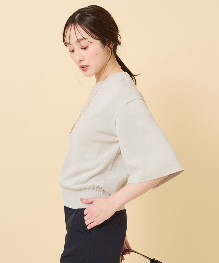 UNTITLED「【春夏ニット／薄手／６色展開】ペーパーエステル 袖スリットニット」|ニット・セーター|ﾗｲﾄｸﾞﾚｰ(010)