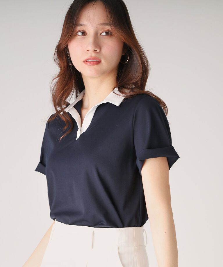 COUP DE CHANCE「【洗える／日本製】きれいめに着られる衿付きスキッパーカットソー」|Tシャツ・カットソー|