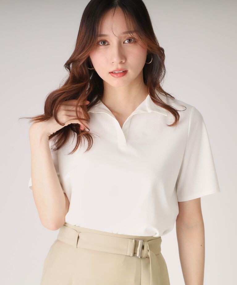 COUP DE CHANCE「【洗える／日本製】きれいめに着られる衿付きスキッパーカットソー」|Tシャツ・カットソー|