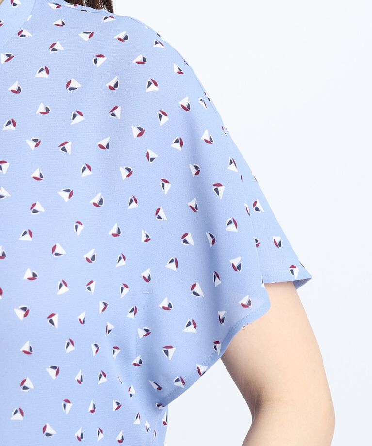 Reflect「【SALE／接触冷感／洗える／セットアップ可能】ヨット柄プリントフリルブラウス」|シャツ・ブラウス|