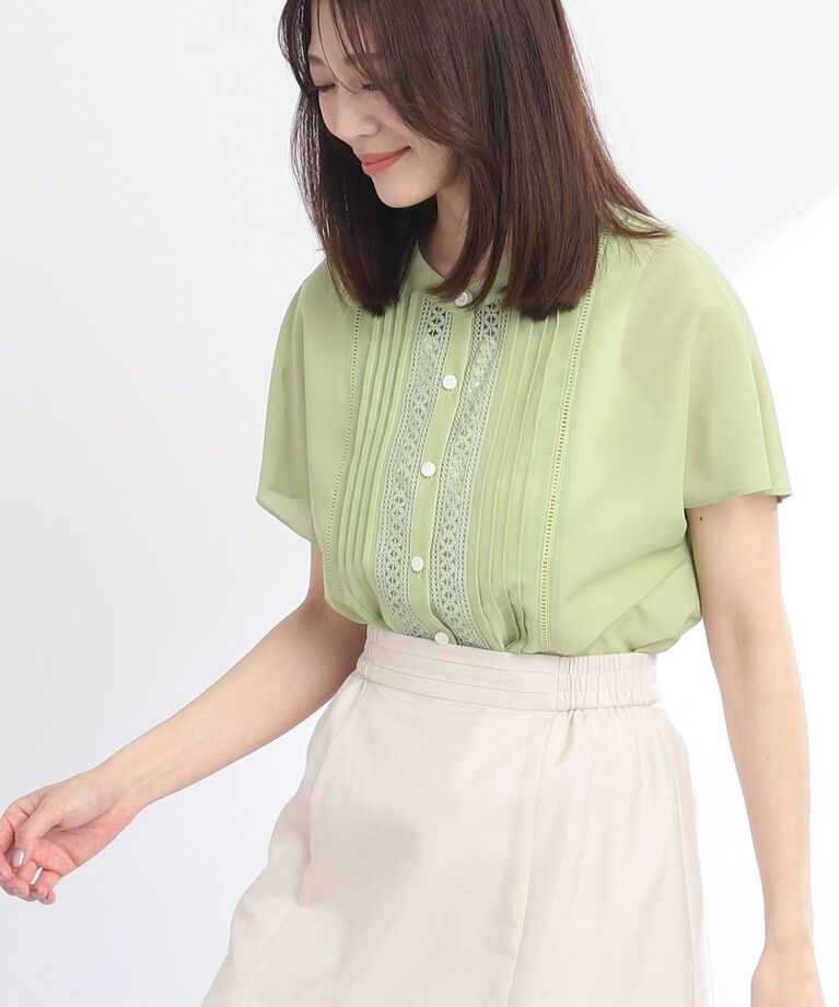 Reflect「【SALE／WEB限定カラーあり／接触冷感／洗える】フロントレースデザインブラウス」|シャツ・ブラウス|