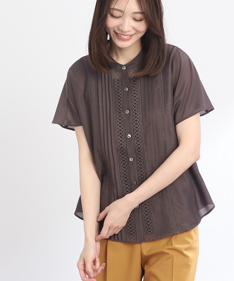 Reflect「【SALE／WEB限定カラーあり／接触冷感／洗える】フロントレースデザインブラウス」|シャツ・ブラウス|ﾌﾞﾗｳﾝ(044)