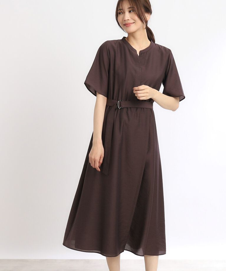 Reflect「【SALE／洗える／サッシュベルト付き】ラップ風デザインワンピース」|ワンピース|