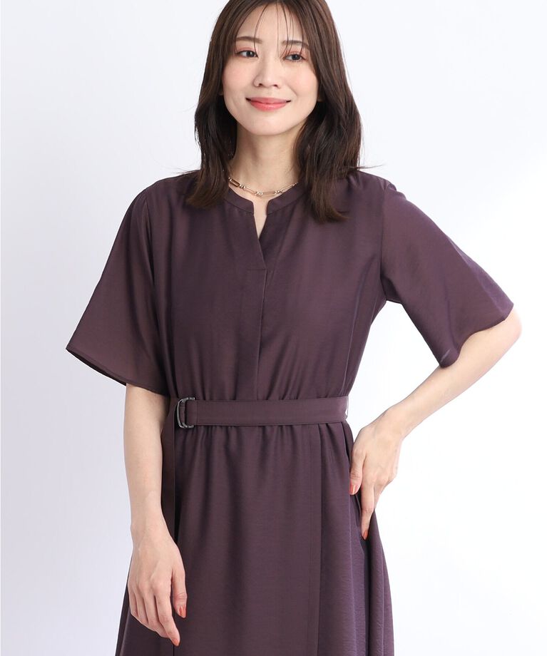 Reflect「【SALE／洗える／サッシュベルト付き】ラップ風デザインワンピース」|ワンピース|