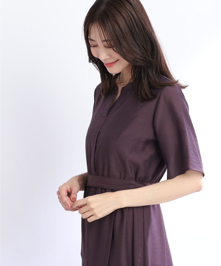 Reflect「【SALE／洗える／サッシュベルト付き】ラップ風デザインワンピース」|ワンピース|