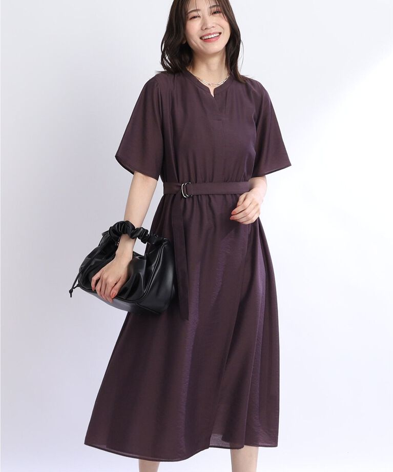 Reflect「【SALE／洗える／サッシュベルト付き】ラップ風デザインワンピース」|ワンピース|ﾎﾞﾙﾄﾞｰ(064)