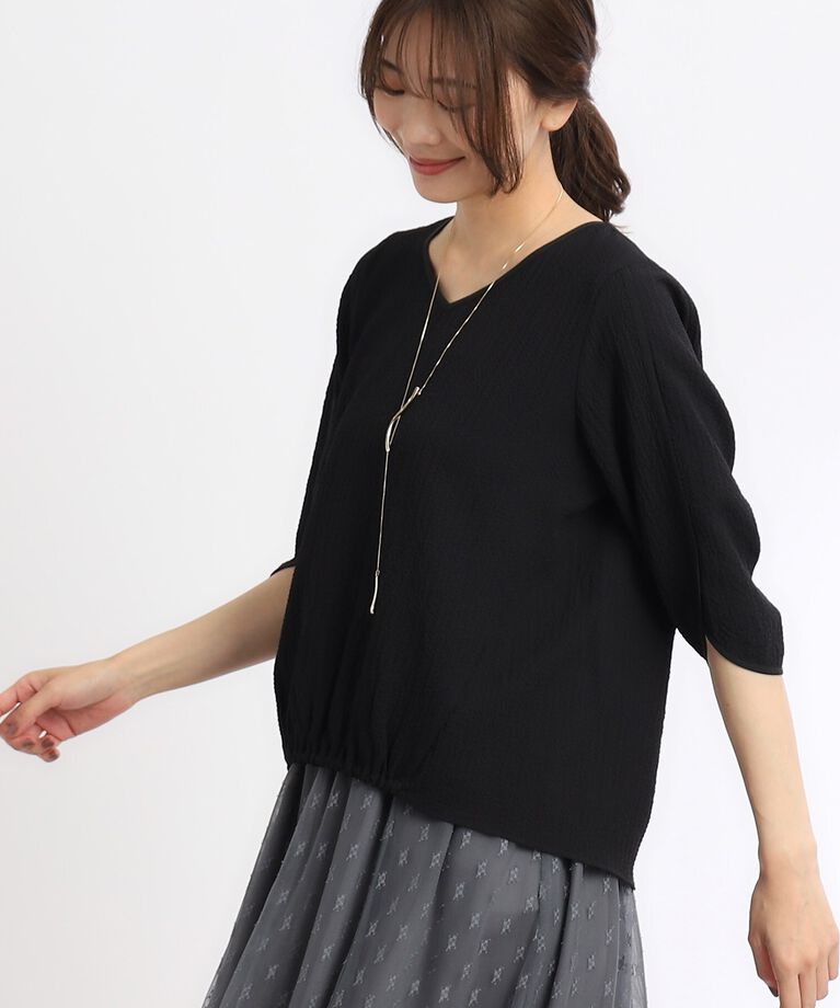 Reflect「【SALE／マシンウォッシュ可】パイピングパフスリーブブラウス」|シャツ・ブラウス|