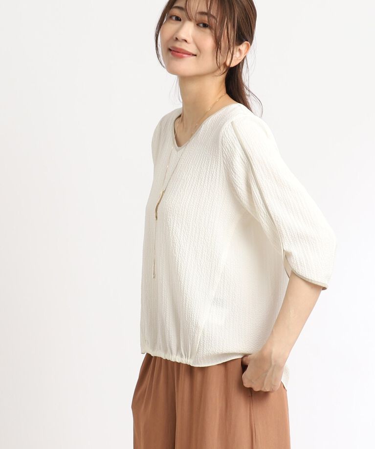 Reflect「【SALE／マシンウォッシュ可】パイピングパフスリーブブラウス」|シャツ・ブラウス|