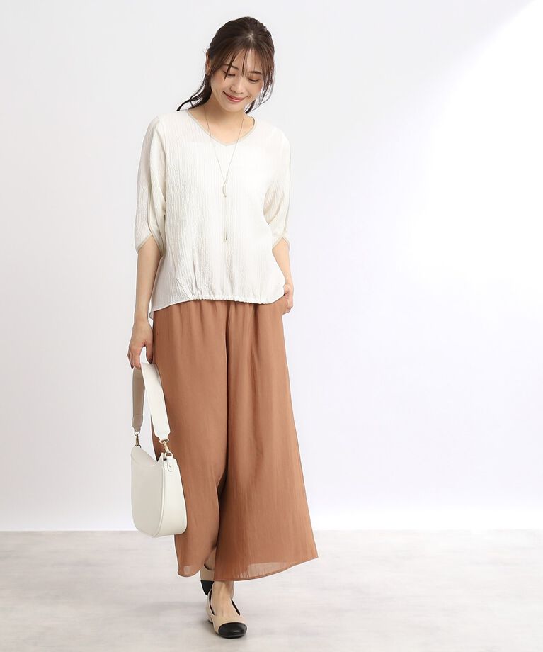 Reflect「【SALE／マシンウォッシュ可】パイピングパフスリーブブラウス」|シャツ・ブラウス|