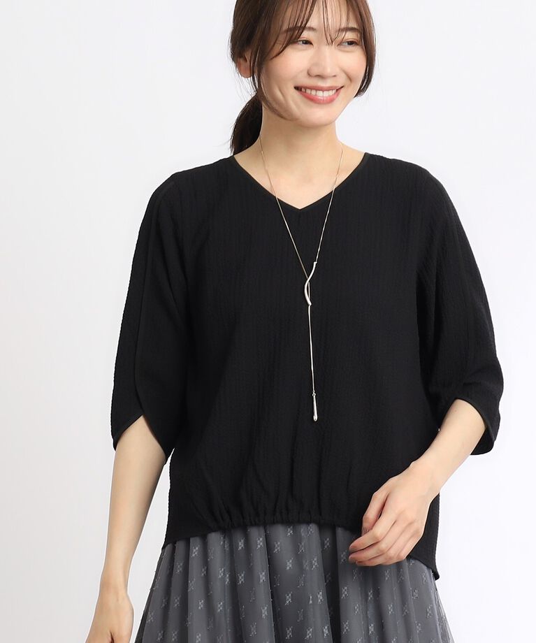 Reflect「【SALE／マシンウォッシュ可】パイピングパフスリーブブラウス」|シャツ・ブラウス|ﾌﾞﾗｯｸ(019)