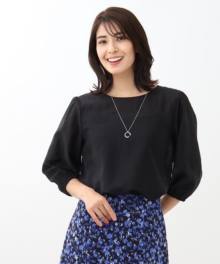Reflect「【SALE／接触冷感／洗える】パフスリーブシアーブラウス」|シャツ・ブラウス|ブラック(019)
