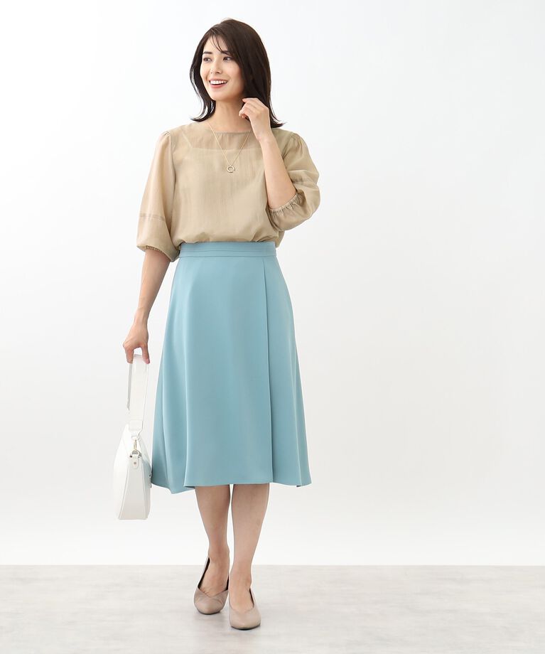 Reflect「【SALE／接触冷感／洗える】パフスリーブシアーブラウス」|シャツ・ブラウス|