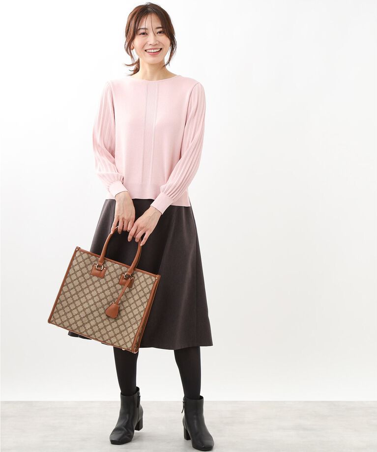 Reflect「【“マイカラニット+”／WEB限定カラーあり／マシンウォッシュ可／選べる14色】プリーツスリーブニット」|ニット・セーター|