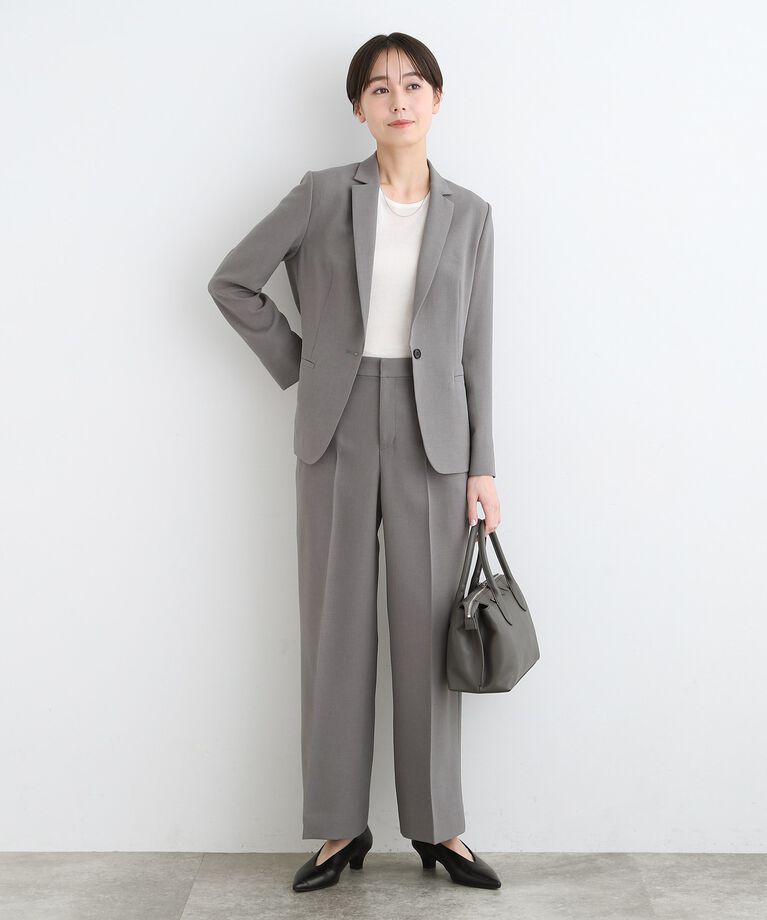 INDIVI「【洗える／UVケア／SETUP可能】ウール調ワイドパンツ」|スーツ|
