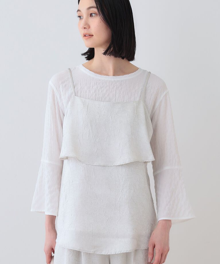INDIVI「春SALE！【2点セット／洗える】カセット服 キャミ＆ブラウス セットトップス」|その他|アイボリー(004)