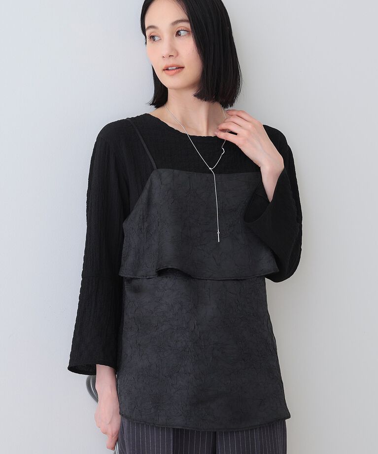 INDIVI「春SALE！【2点セット／洗える】カセット服 キャミ＆ブラウス セットトップス」|その他|ブラック(019)