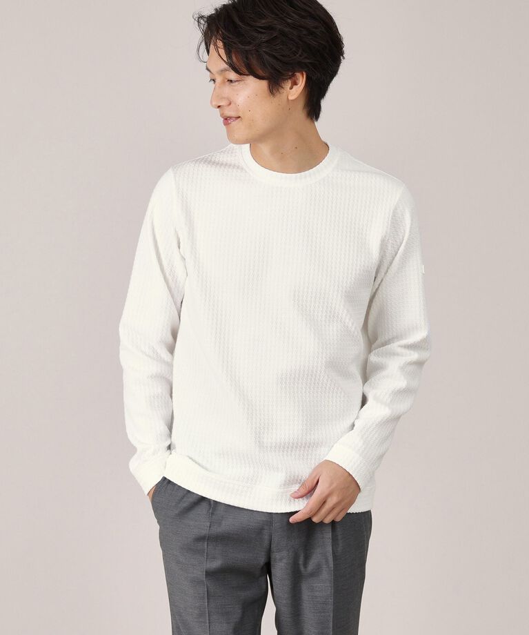 TAKEO KIKUCHI「【Made in JAPAN】千鳥柄 ストレッチ プルオーバー」|Tシャツ・カットソー|ホワイト(001)