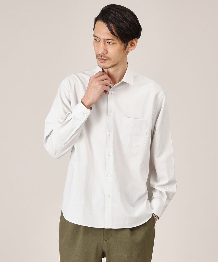 TAKEO KIKUCHI「【Made in JAPAN】麻調ショートカラーシャツ」|シャツ・ブラウス|ライトグレー(011