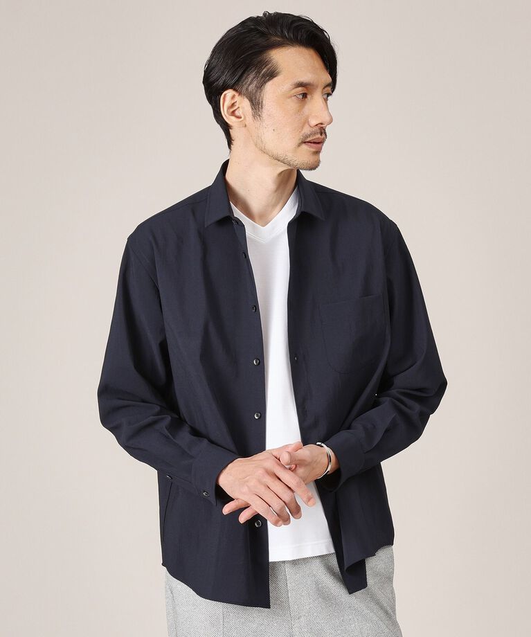 TAKEO KIKUCHI「【Made in JAPAN】麻調ショートカラーシャツ」|シャツ・ブラウス|ネイビー(094)